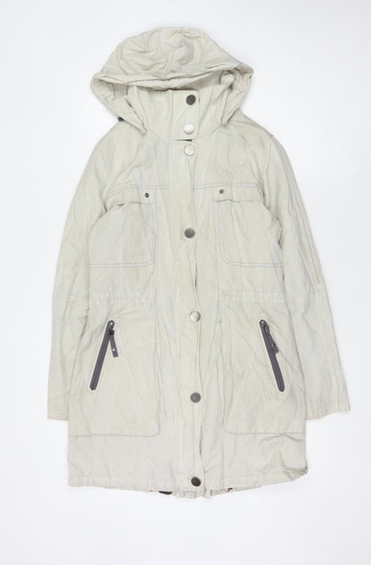 A. Loft Pedersen Women's Beige Long Hooded Coat Size 8
