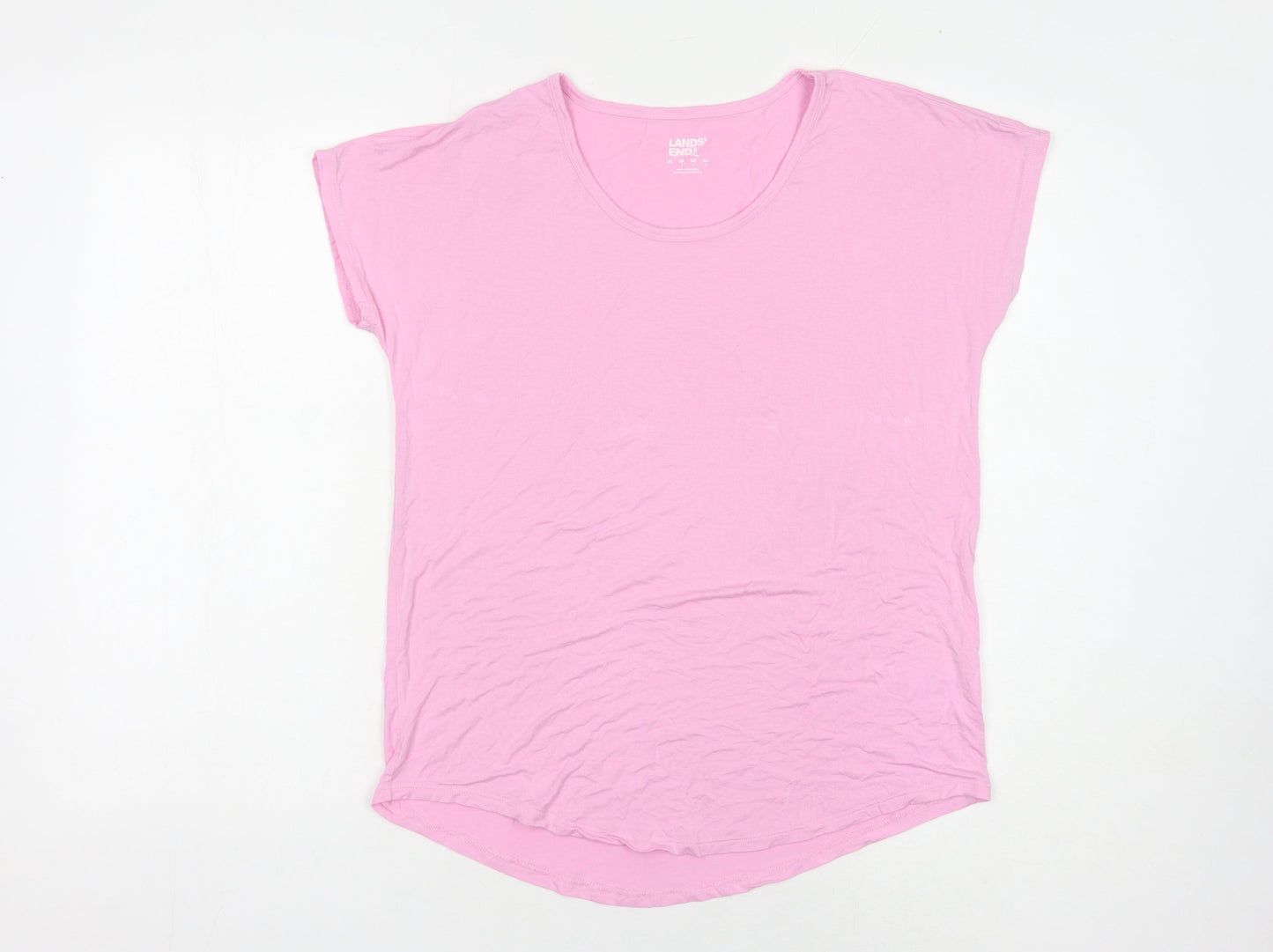 Lands' End Women Pink T-Shirt, S, Casual, Lightweight