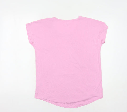 Lands' End Women Pink T-Shirt, S, Casual, Lightweight