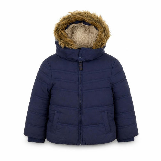 FatFace Girls Blue Puffer Jacket Size 2-3Y Hooded Winter