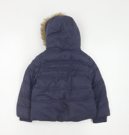 FatFace Girls Blue Puffer Jacket Size 2-3Y Hooded Winter