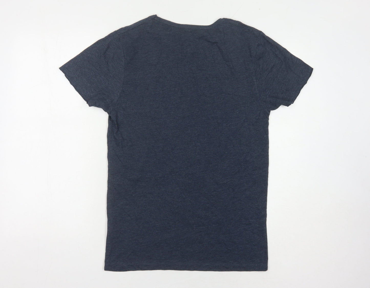 Crafted Men's Blue Graphic Print T-Shirt, Size S