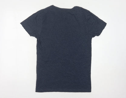 Crafted Men's Blue Graphic Print T-Shirt, Size S