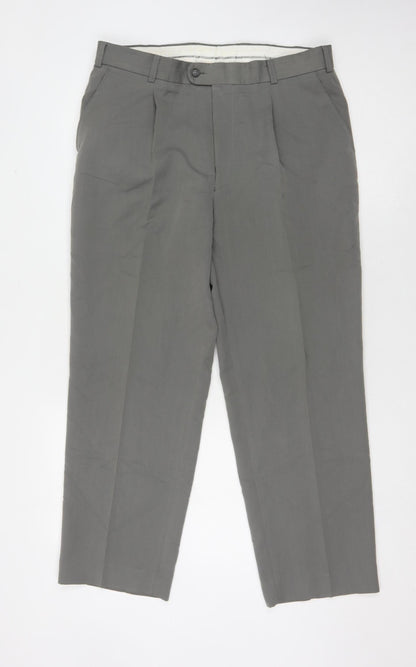 Burton Men's Grey Trousers, 36 in Waist, Formal Style