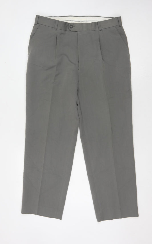 Burton Men's Grey Trousers, 36 in Waist, Formal Style