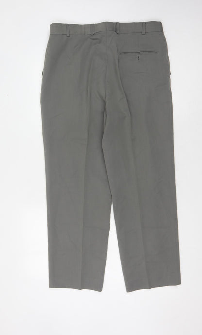 Burton Men's Grey Trousers, 36 in Waist, Formal Style