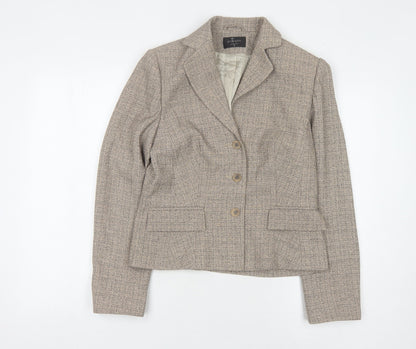 Principles Women's Beige Blazer, Size 12, Check Pattern