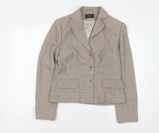 Principles Women's Beige Blazer, Size 12, Check Pattern