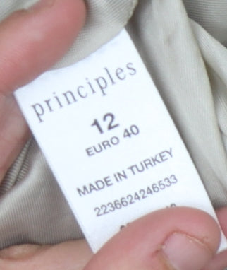 Principles Women's Beige Blazer, Size 12, Check Pattern