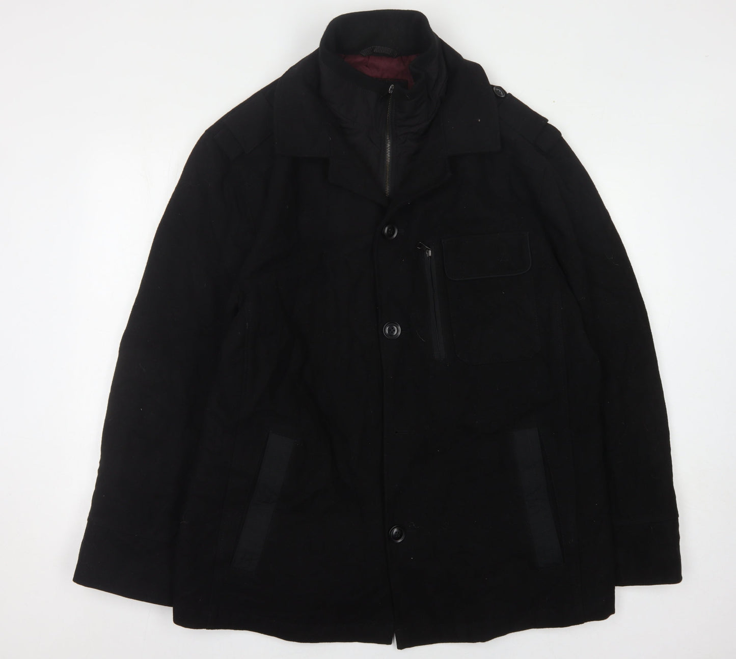 Mens UK Size XL Marks and Spencer Black Trench Coat