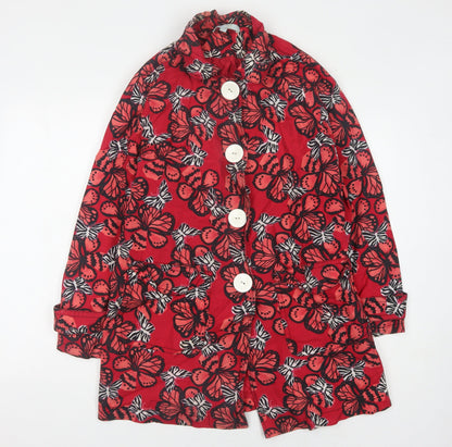 Aphorism Women's Red Butterfly Coat Size 12
