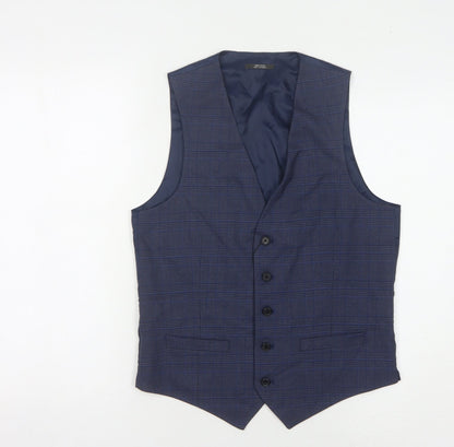 Mens UK Size 36 Marks and Spencer Regular Blue Suit Waistcoat