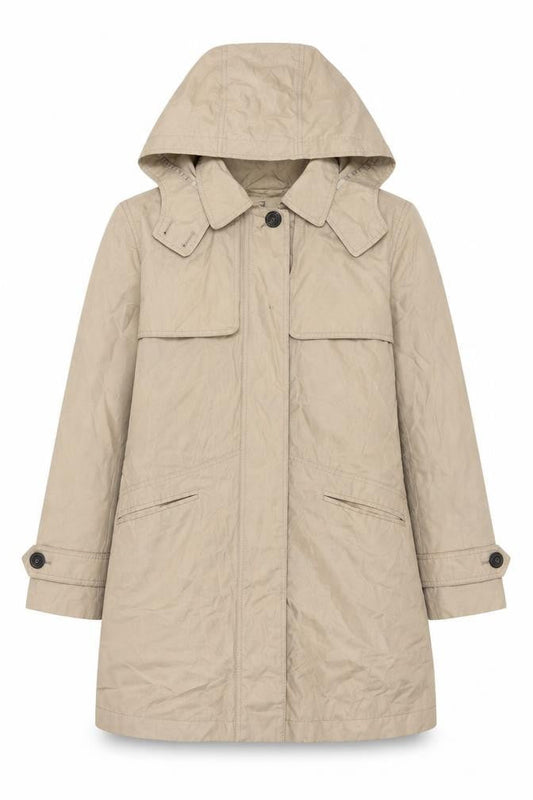 Basler Women's Beige Hooded Rain Coat Size 10
