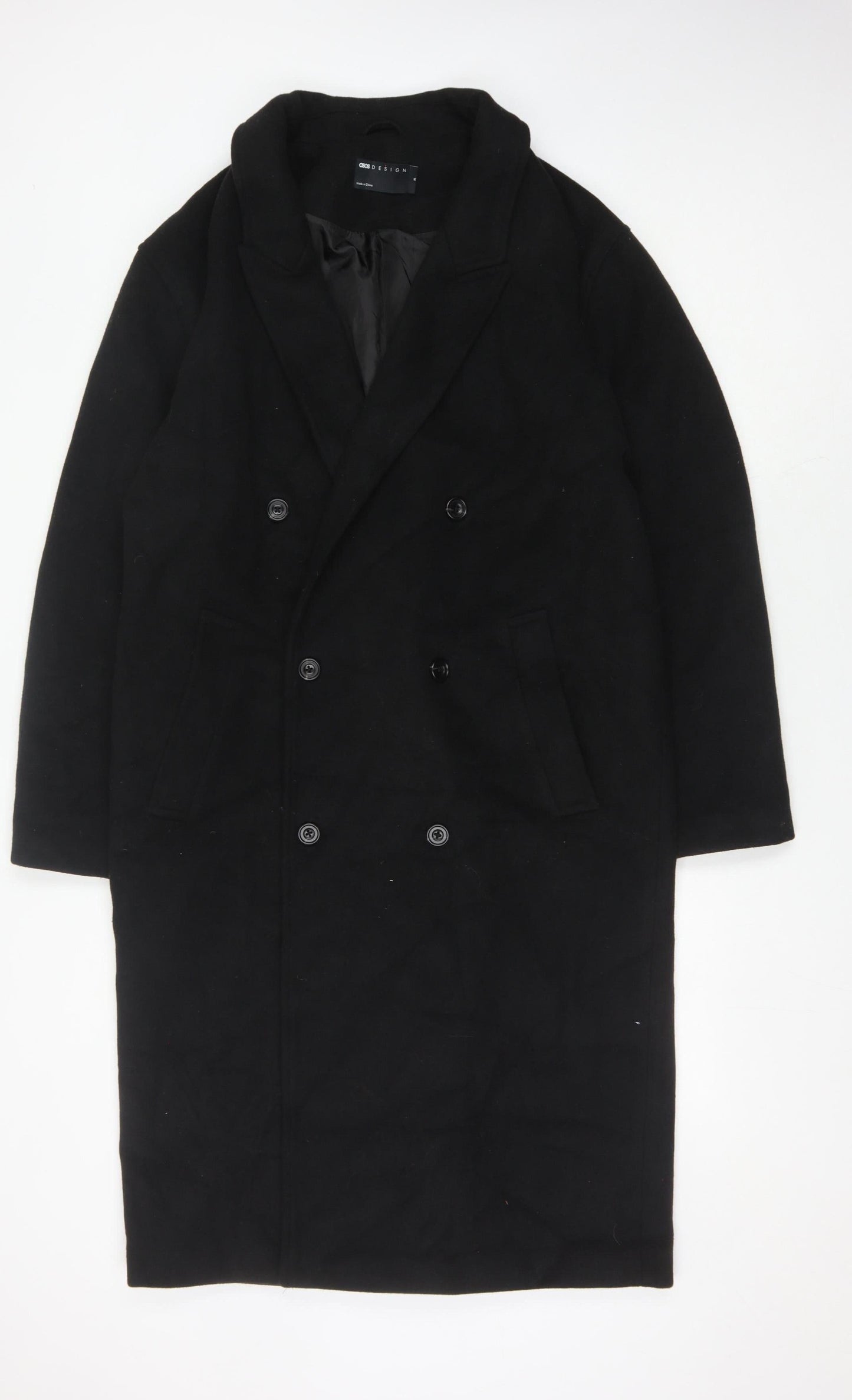 ASOS DESIGN Men's Black Overcoat M - Stylish & Warm