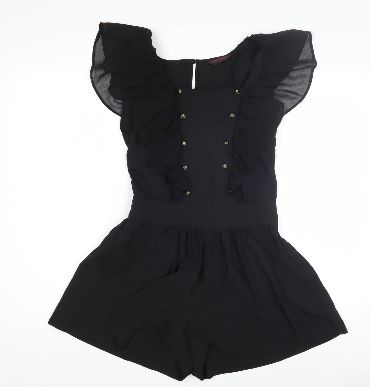 Miss Selfridge Black Women's Ruffle Playsuit Size 10