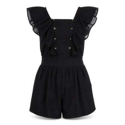 Miss Selfridge Black Women's Ruffle Playsuit Size 10