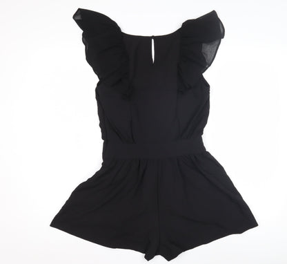 Miss Selfridge Black Women's Ruffle Playsuit Size 10
