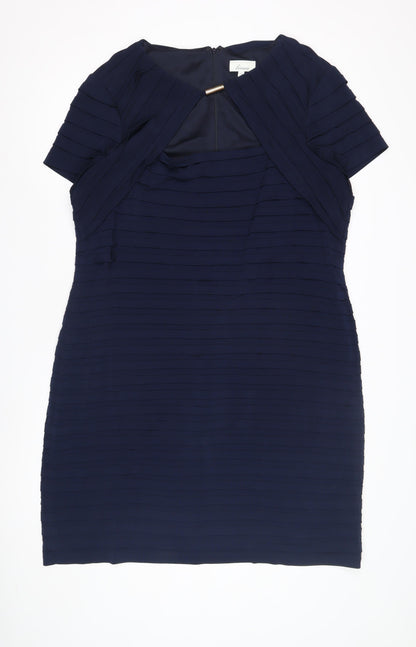 Linea Women's Blue Knee Length Sheath Dress, Size 22