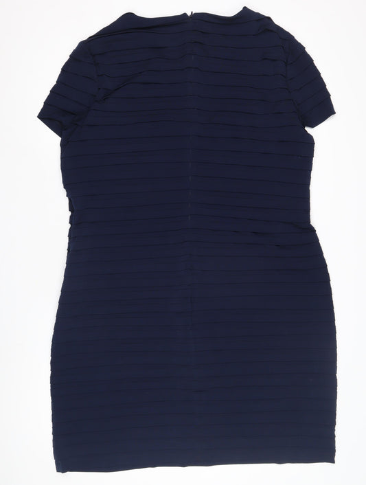 Linea Women's Blue Knee Length Sheath Dress, Size 22