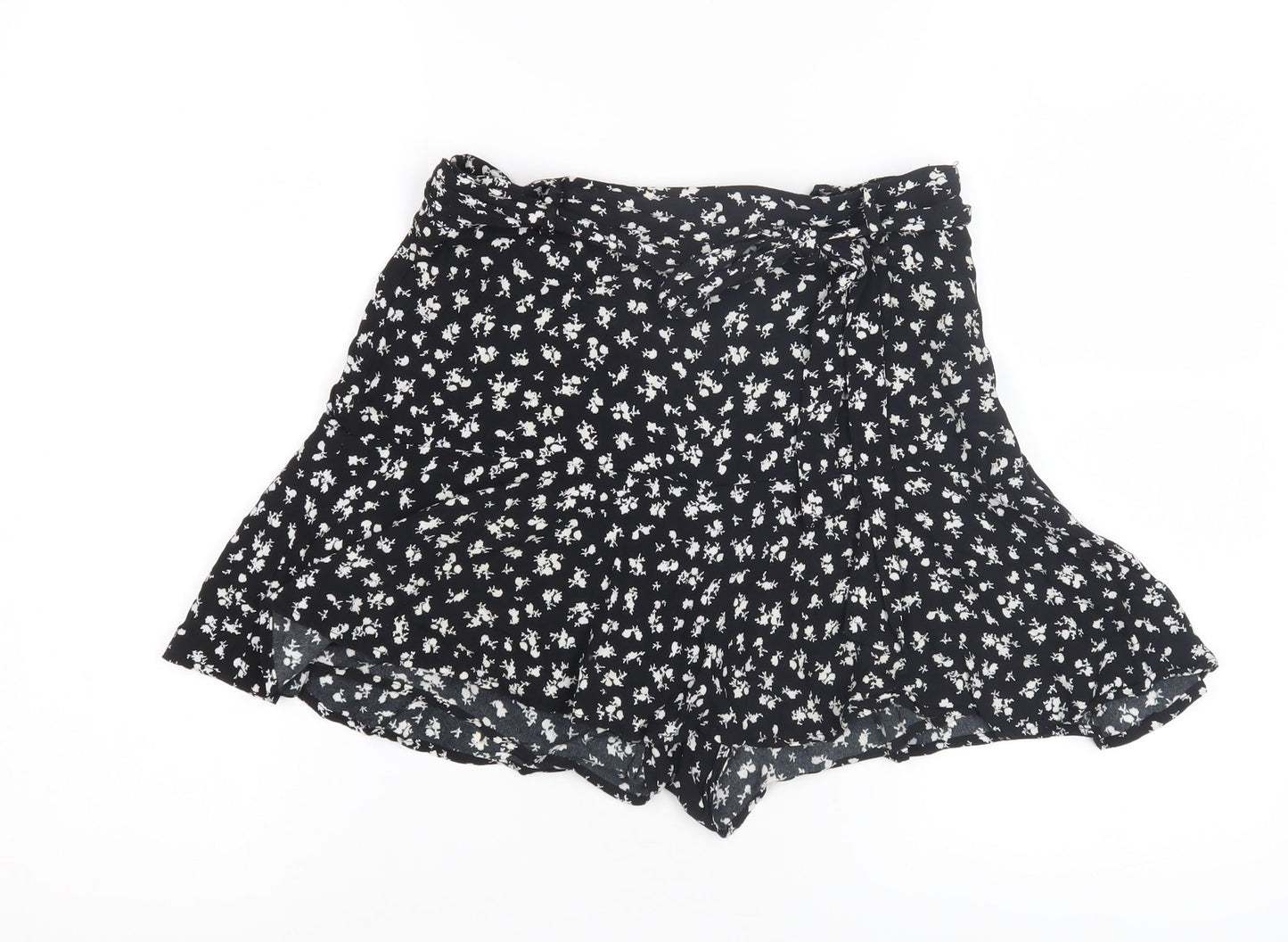 Zara Womens Black Floral Print Casual Shorts