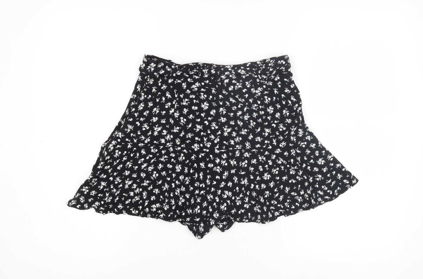 Zara Womens Black Floral Print Casual Shorts