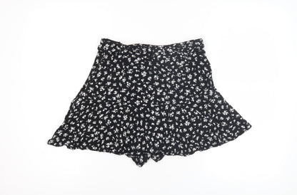 Zara Womens Black Floral Print Casual Shorts