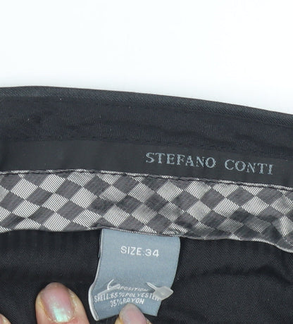 Stefano Conti Men's Black Suit Trousers Size 34