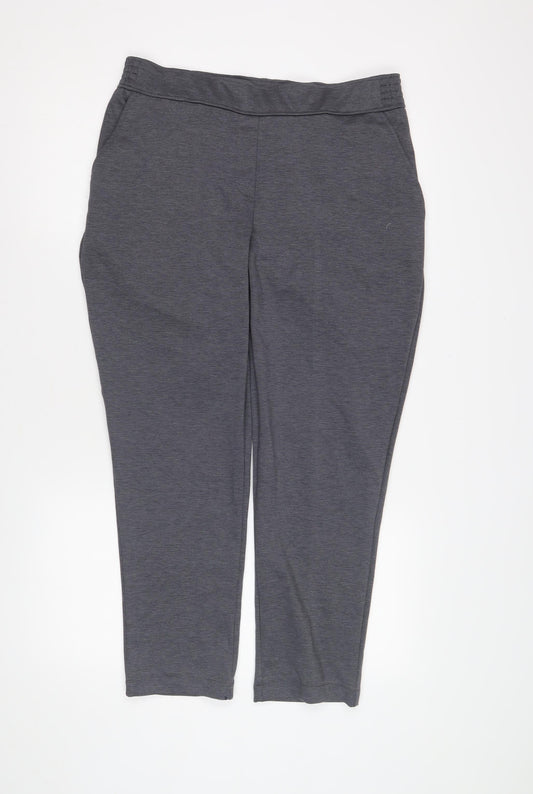 Bonmarché Women Grey Cropped Trousers Size 14