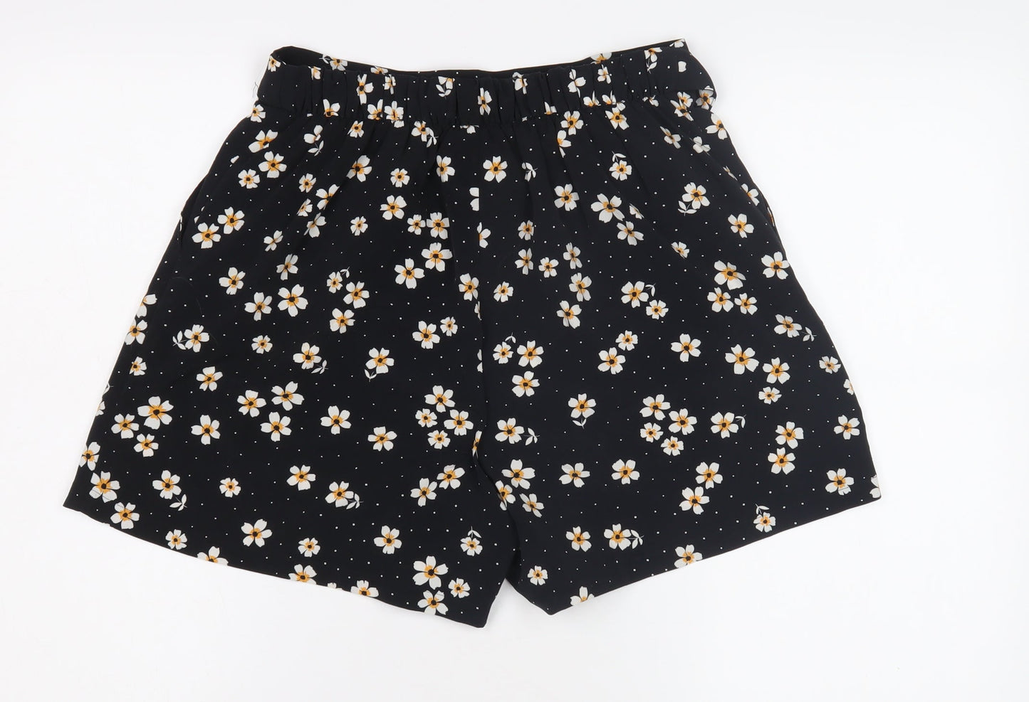 Monki Women's Black Floral Paperbag Shorts - Size S