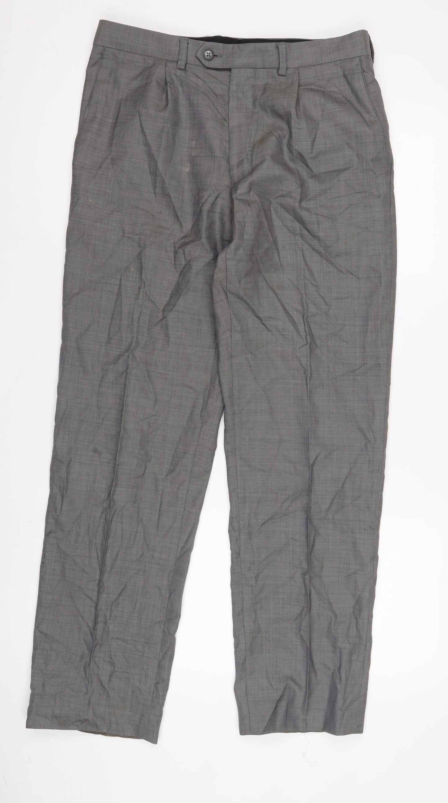Womens UK Size 32 in Marks and Spencer Regular Fit Business Workwear Grey Trouse