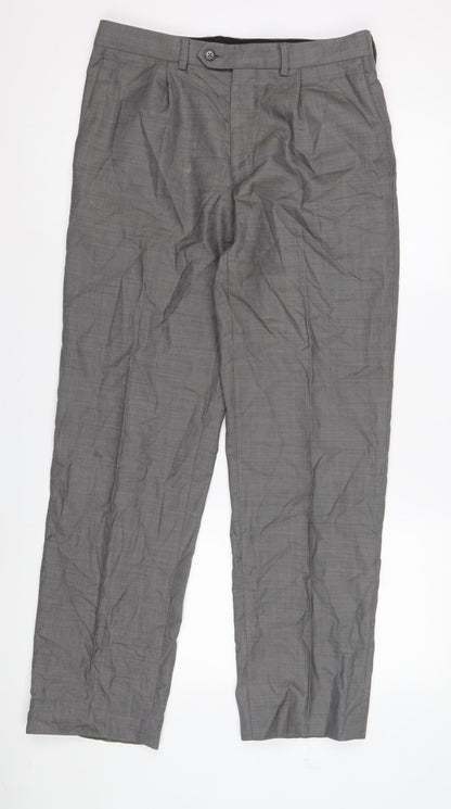 Womens UK Size 32 in Marks and Spencer Regular Fit Business Workwear Grey Trouse