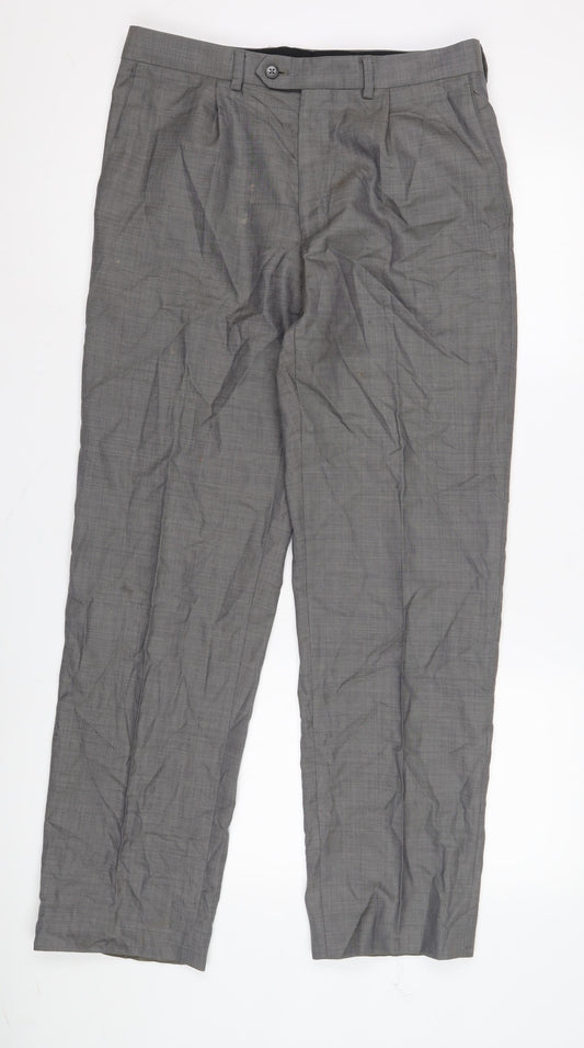 Womens UK Size 32 in Marks and Spencer Regular Fit Business Workwear Grey Trouse