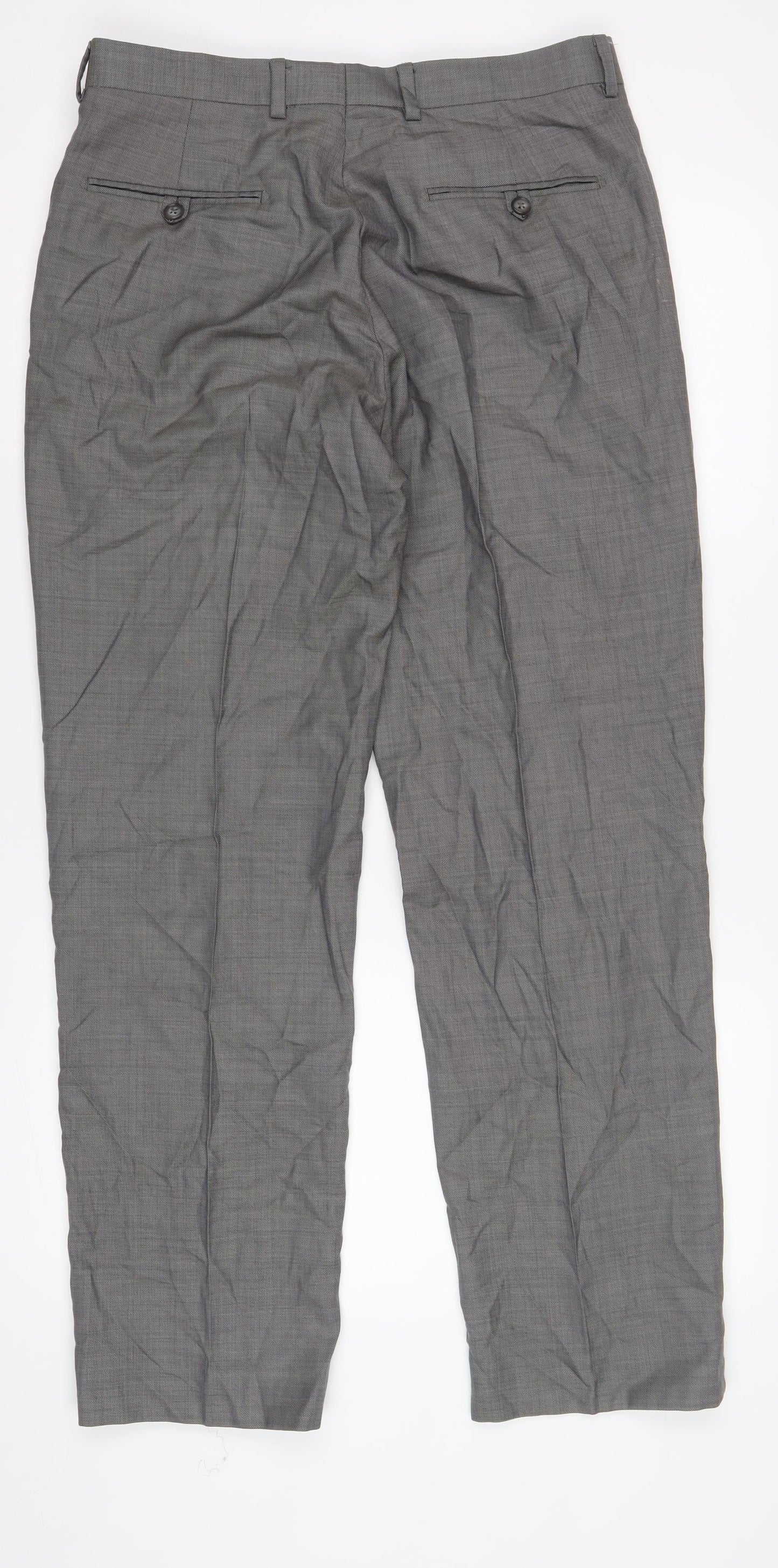 Womens UK Size 32 in Marks and Spencer Regular Fit Business Workwear Grey Trouse