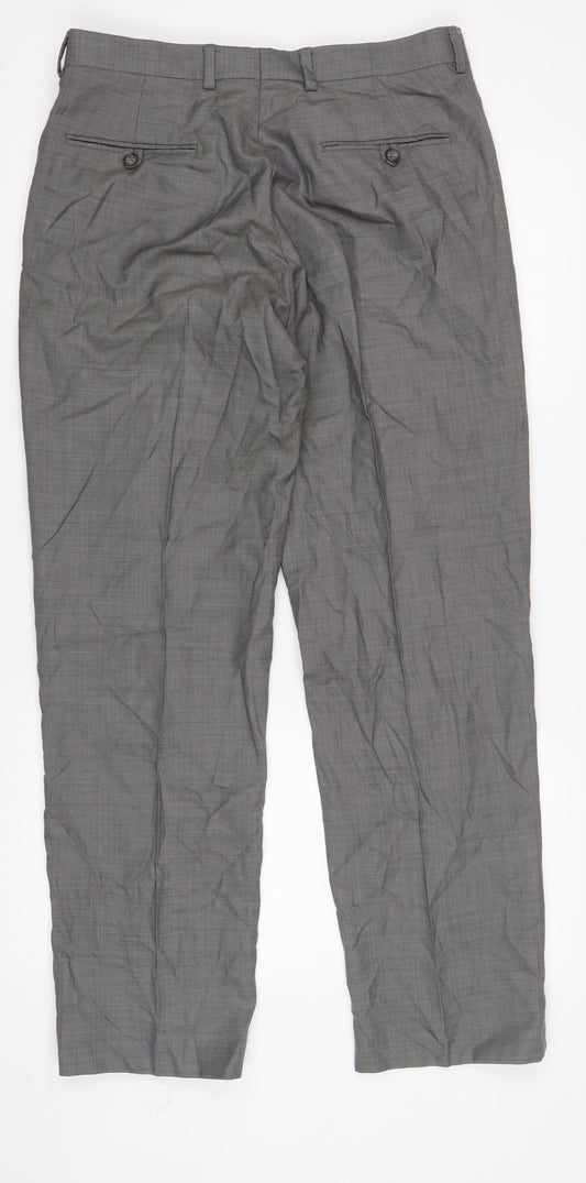 Womens UK Size 32 in Marks and Spencer Regular Fit Business Workwear Grey Trouse