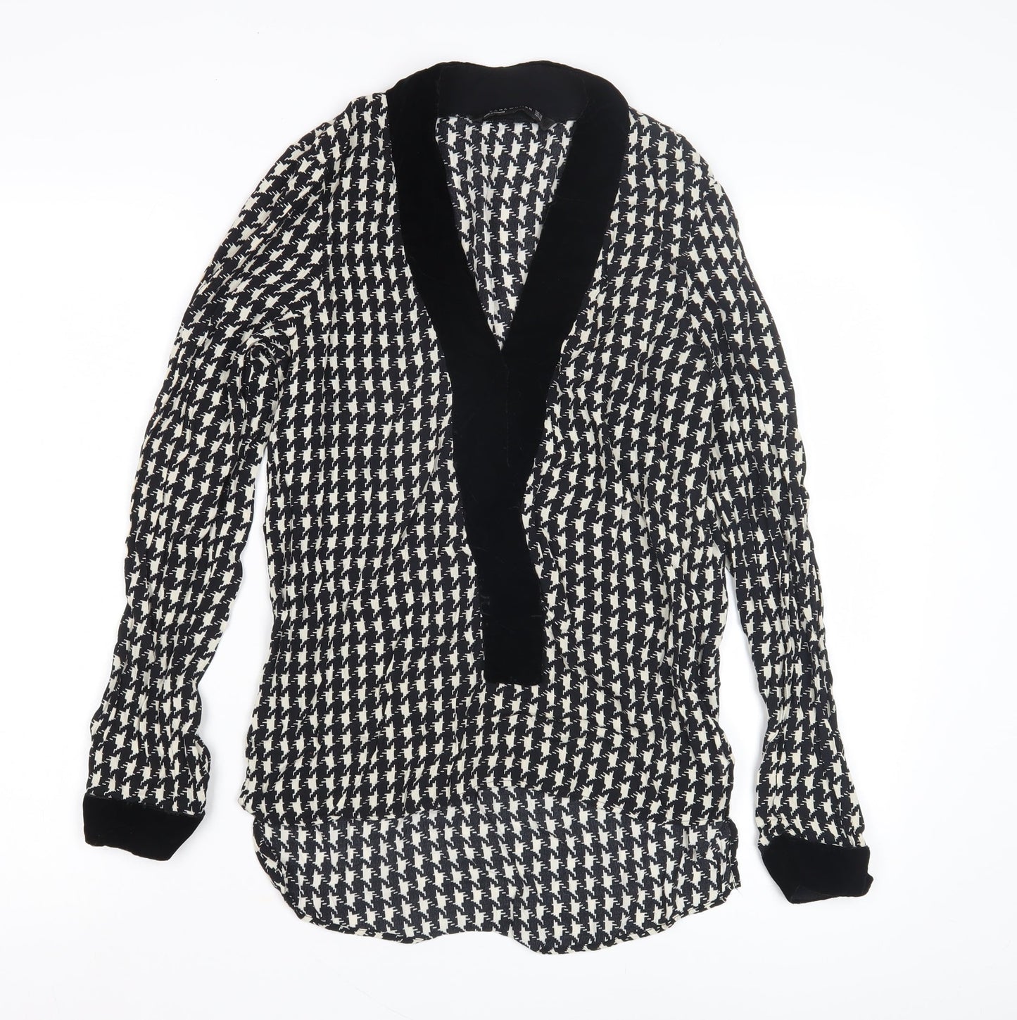 Womens UK Size 10 Zara Black Kimono Blouse