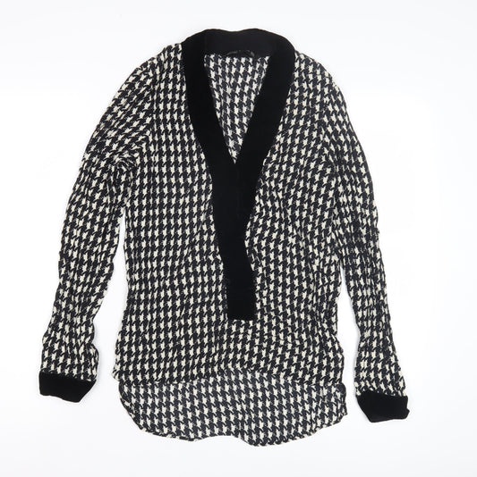 Womens UK Size 10 Zara Black Kimono Blouse