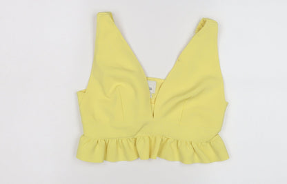 Womens UK Size 12 River Island Yellow Cropped Blouse
