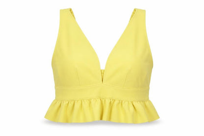 Womens UK Size 12 River Island Yellow Cropped Blouse