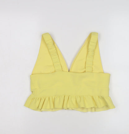 Womens UK Size 12 River Island Yellow Cropped Blouse