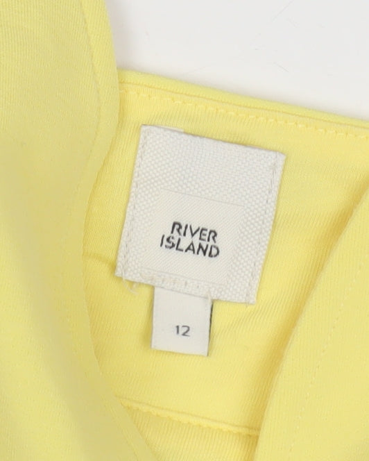 Womens UK Size 12 River Island Yellow Cropped Blouse