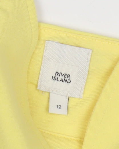 Womens UK Size 12 River Island Yellow Cropped Blouse
