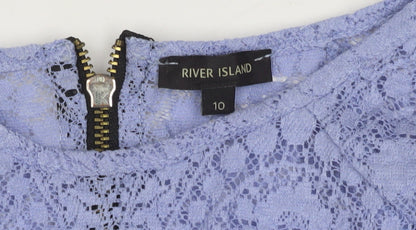 River Island Women's Purple Lace Top, Size 10
