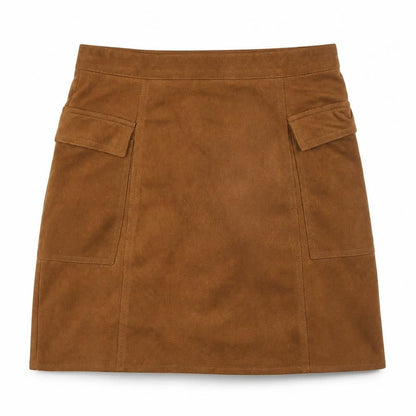 Diffuse Women's Brown Suede Cargo Skirt