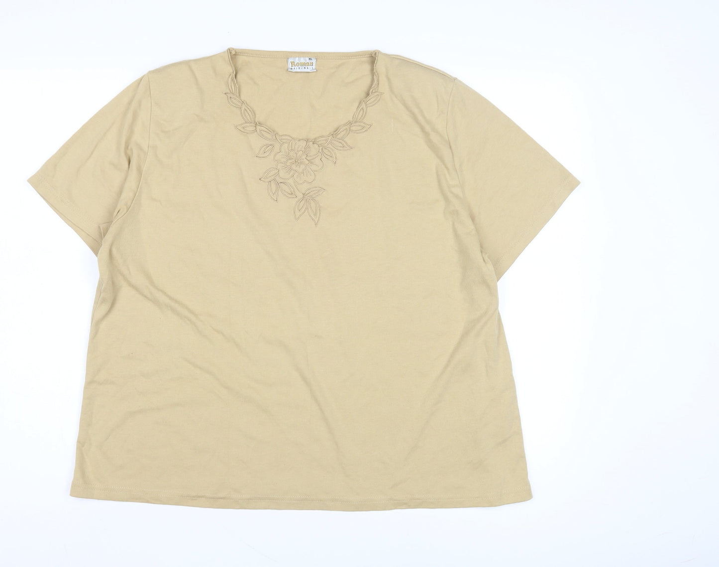 Womens UK Size XL Roman Originals Beige Basic T-Shirt