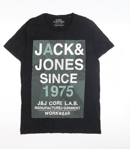 Mens UK Size M JACK & JONES Black  T-Shirt