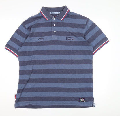 Cotton Traders Men's Blue Striped Polo Shirt M