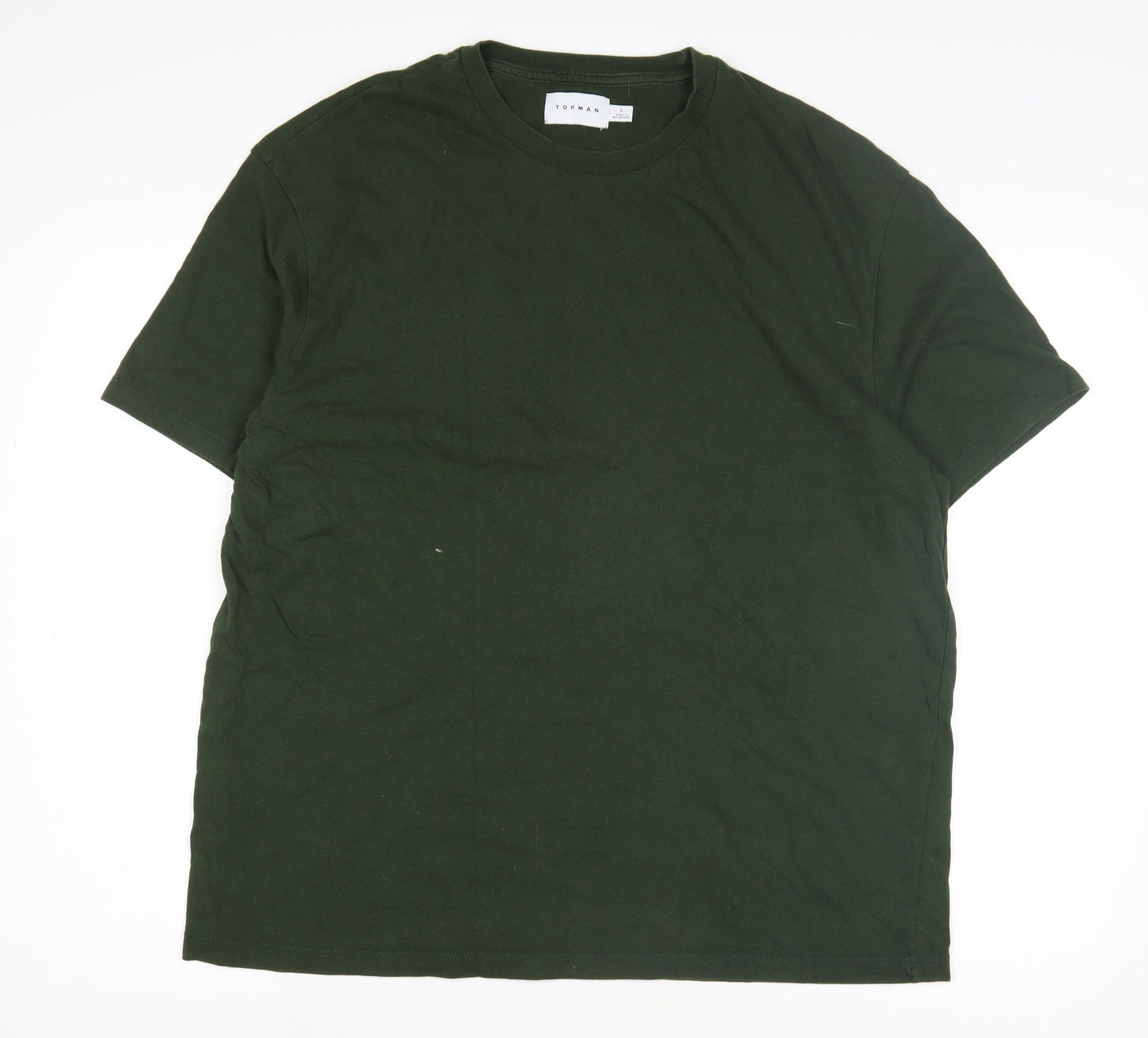 Topman Men's Green Crew Neck T-Shirt - Size L