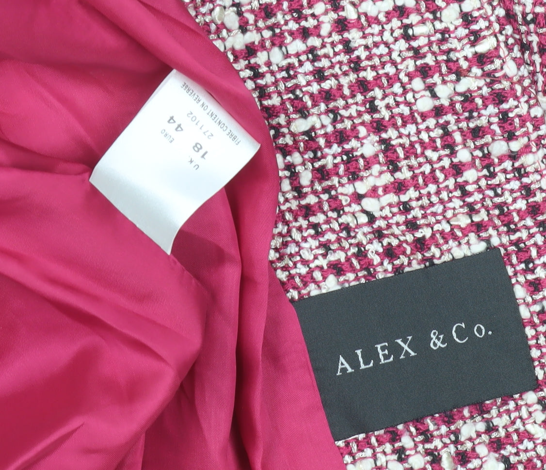 Alex & Co. Women's Pink Tweed Button Jacket Size 18
