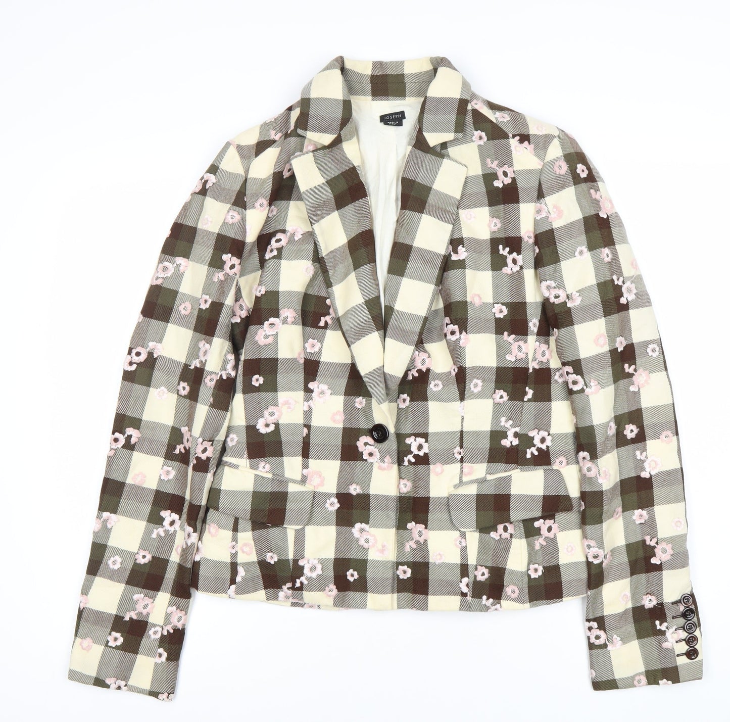 Joseph Women's Brown Check Blazer, Size 16, Classic Fit
