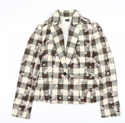 Joseph Women's Brown Check Blazer, Size 16, Classic Fit